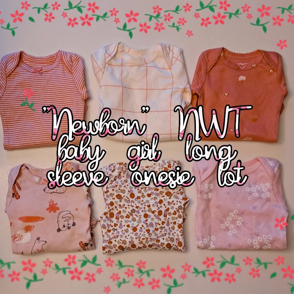 "Newborn" NWT baby girl long sleeve onesie lot 👶💝